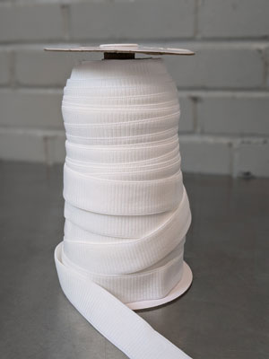 25mm (1") Soft Ribbed Elastic - White