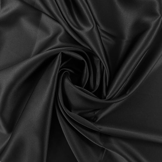 Stretch Mulberry Silk Charmeuse - Black - 19mm