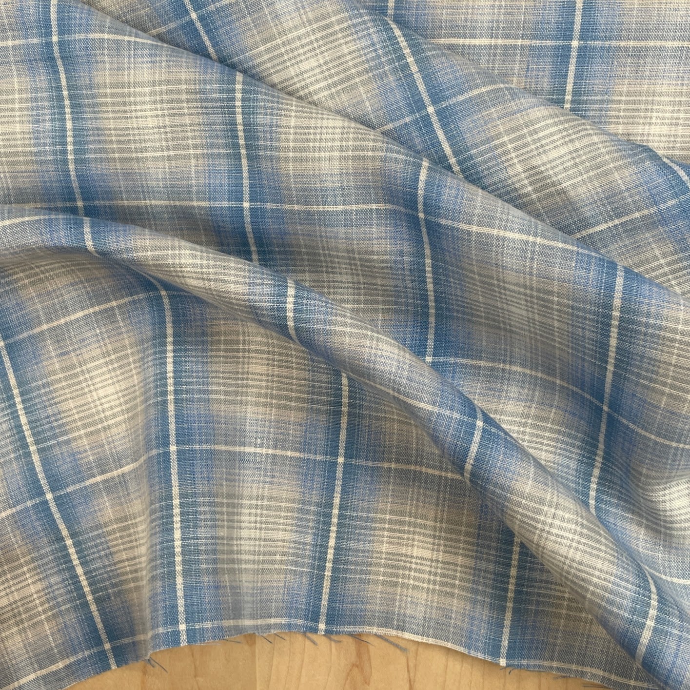 Yarn Dyed 100% Linen Plaid - Blue Large Check - 58"