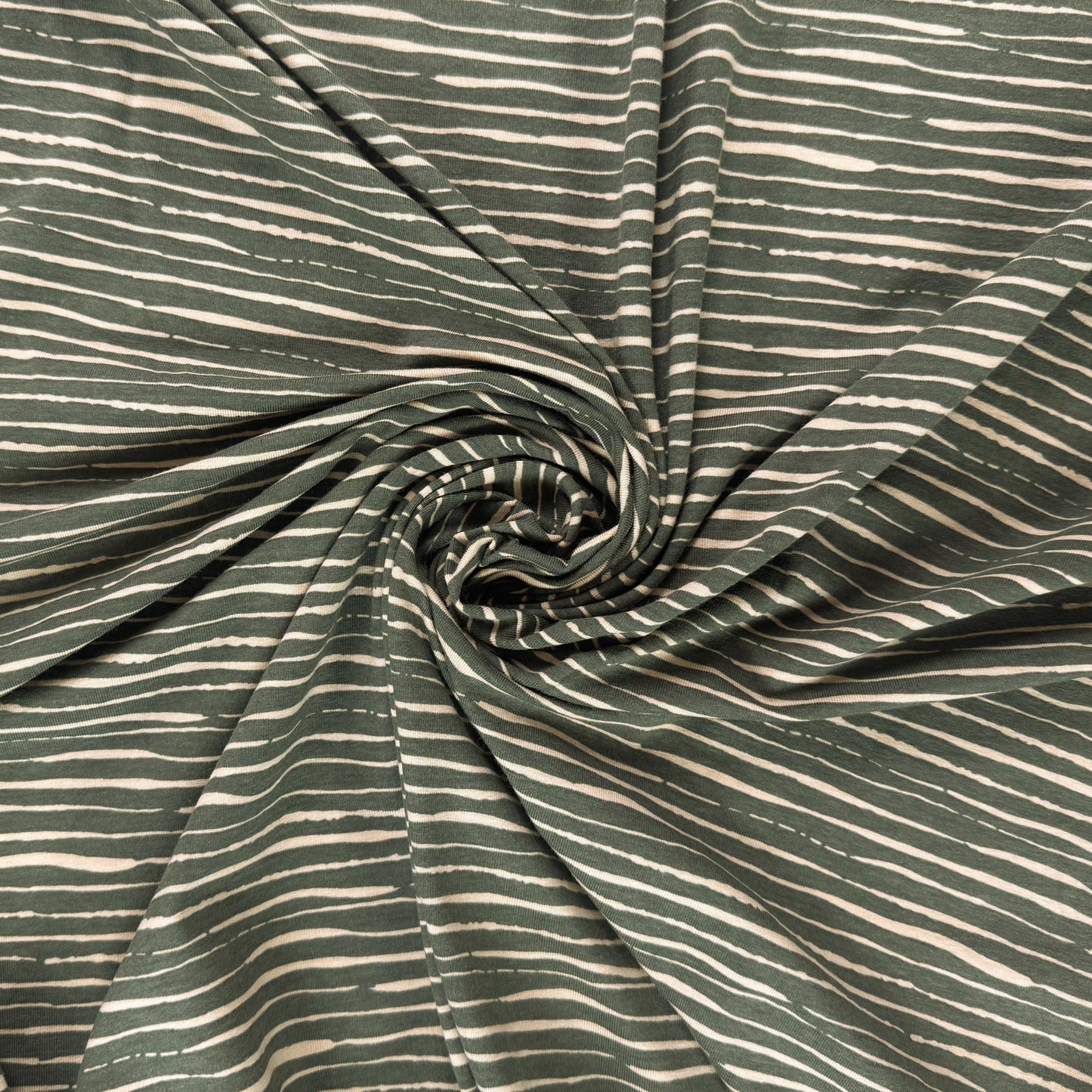 Cotton Jersey Knit - Army Green Stripe
