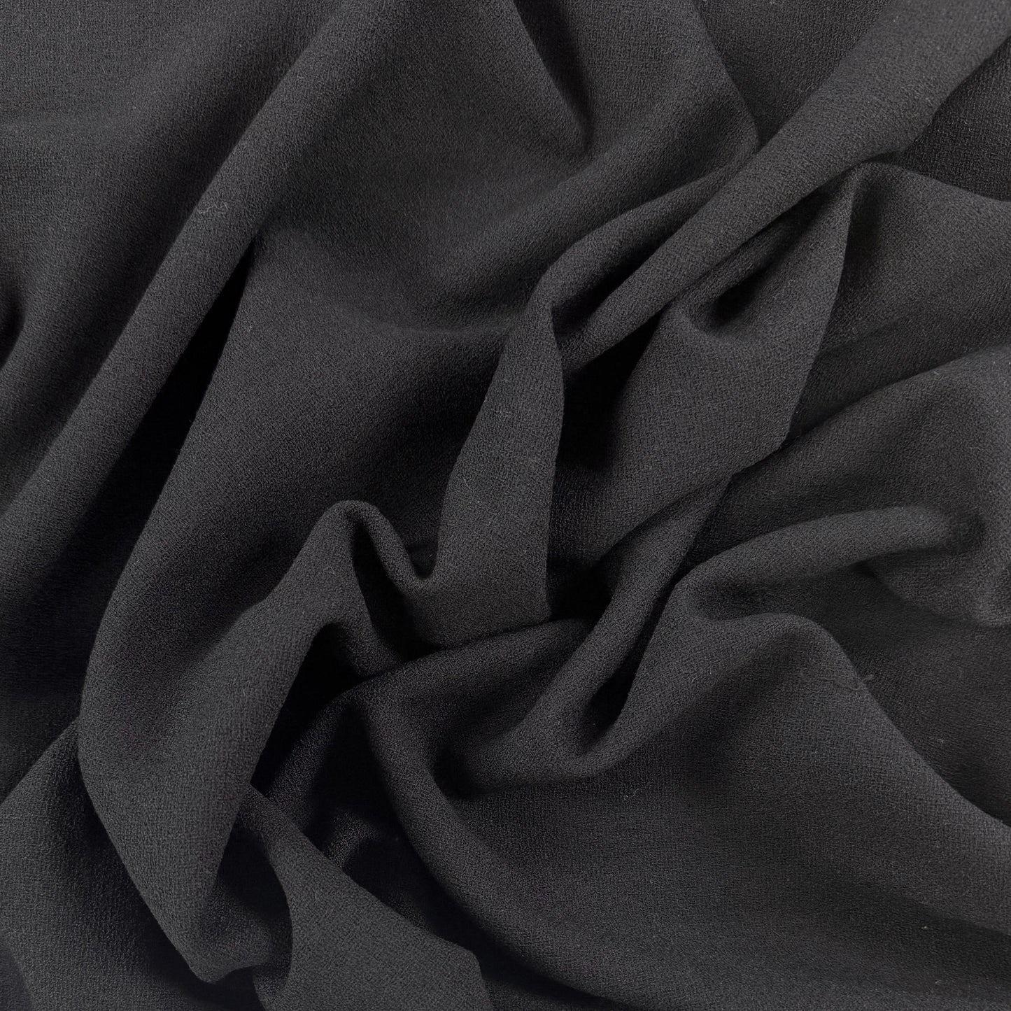 Airy Wool Blend Crepe - Black  - Film Studio Deadstock