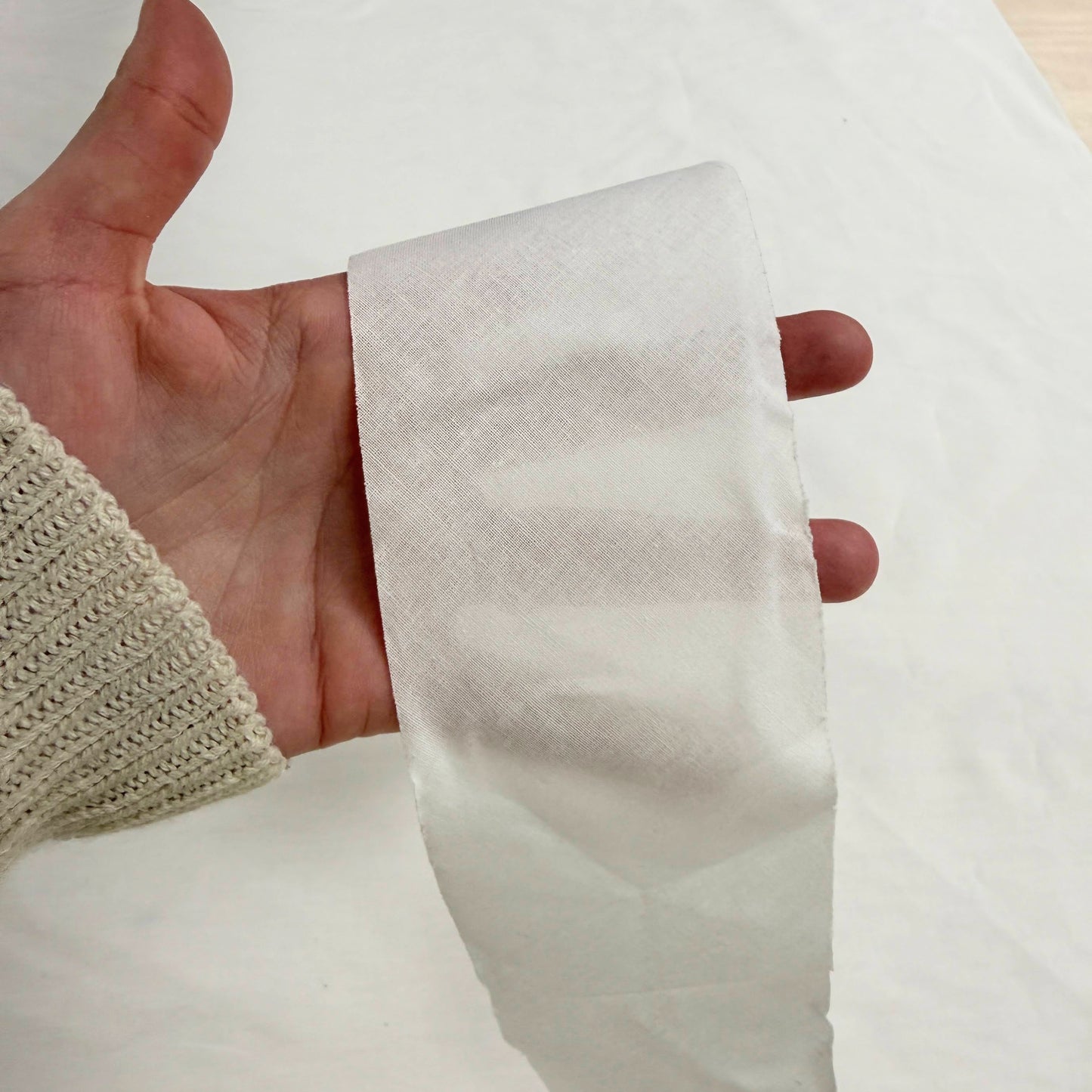 Flat Unfolded Bias Tape 3" (75mm) - White - 100% Cotton