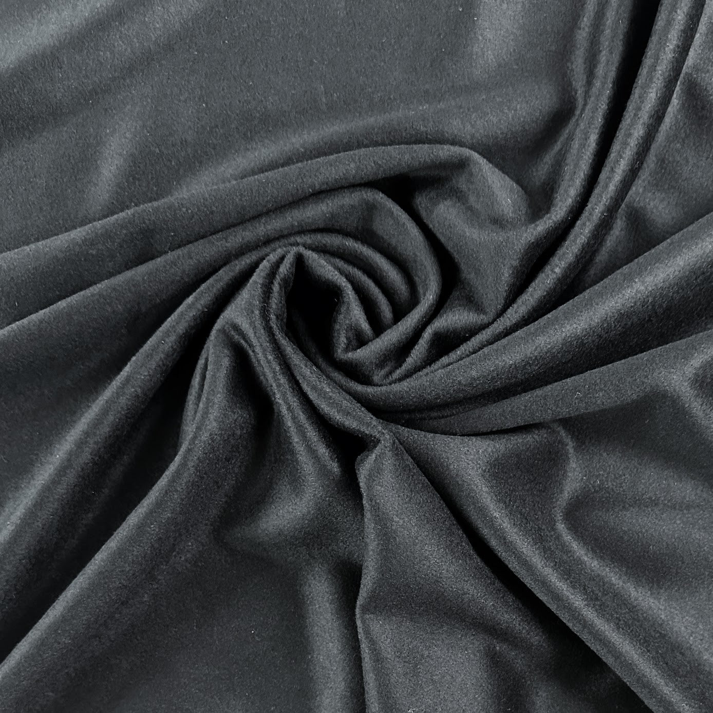 Velvety Brushed Wool Coating 380gsm - Black