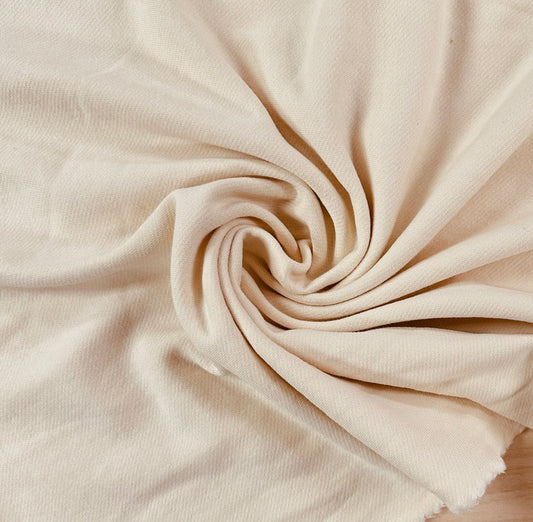 27" Remnant - Organic Cotton Twill Face Fleece Knit - Vanilla - Natural/Cream