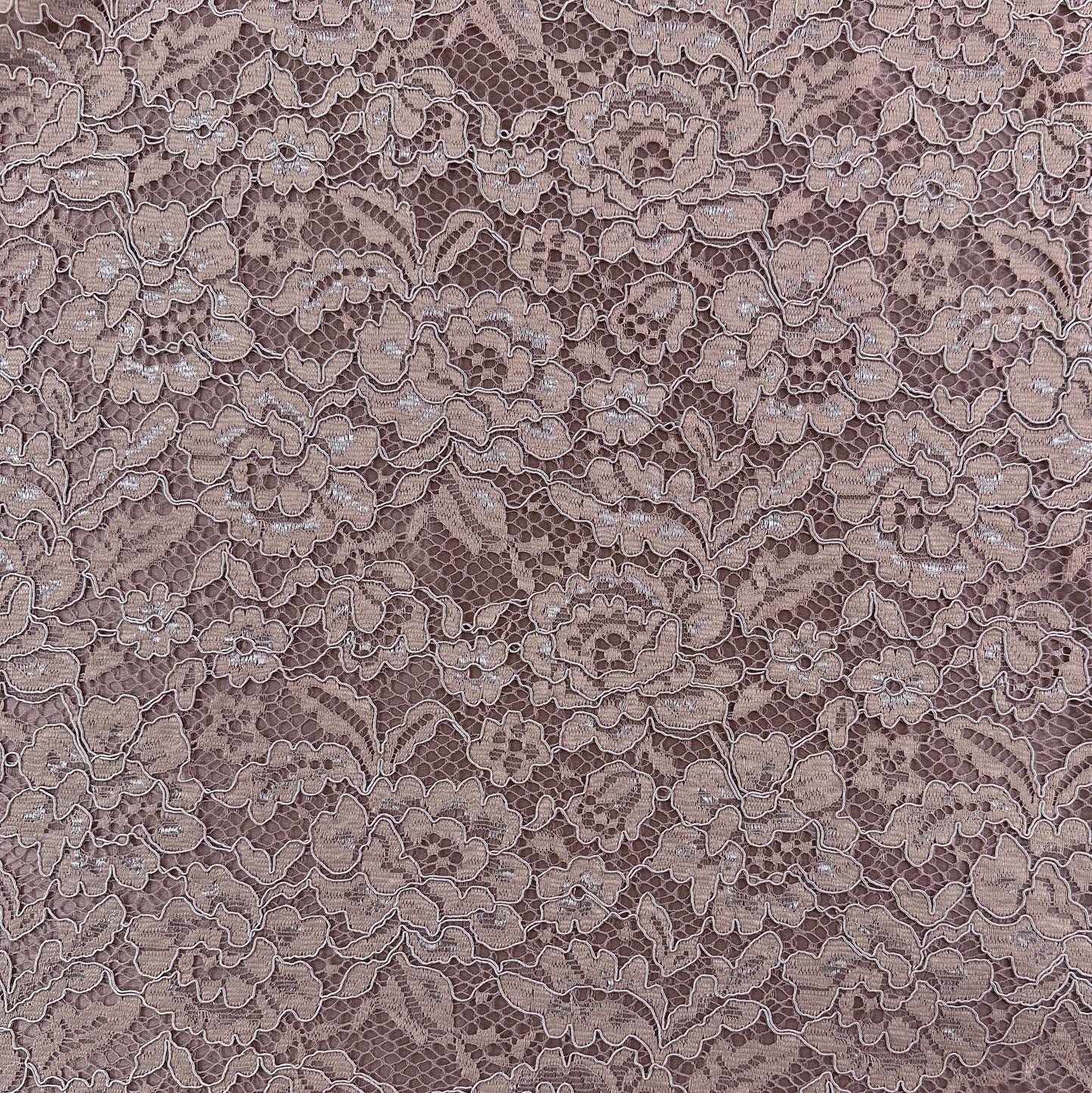Corded Floral Lace - Nylon Cotton - Dark Blush