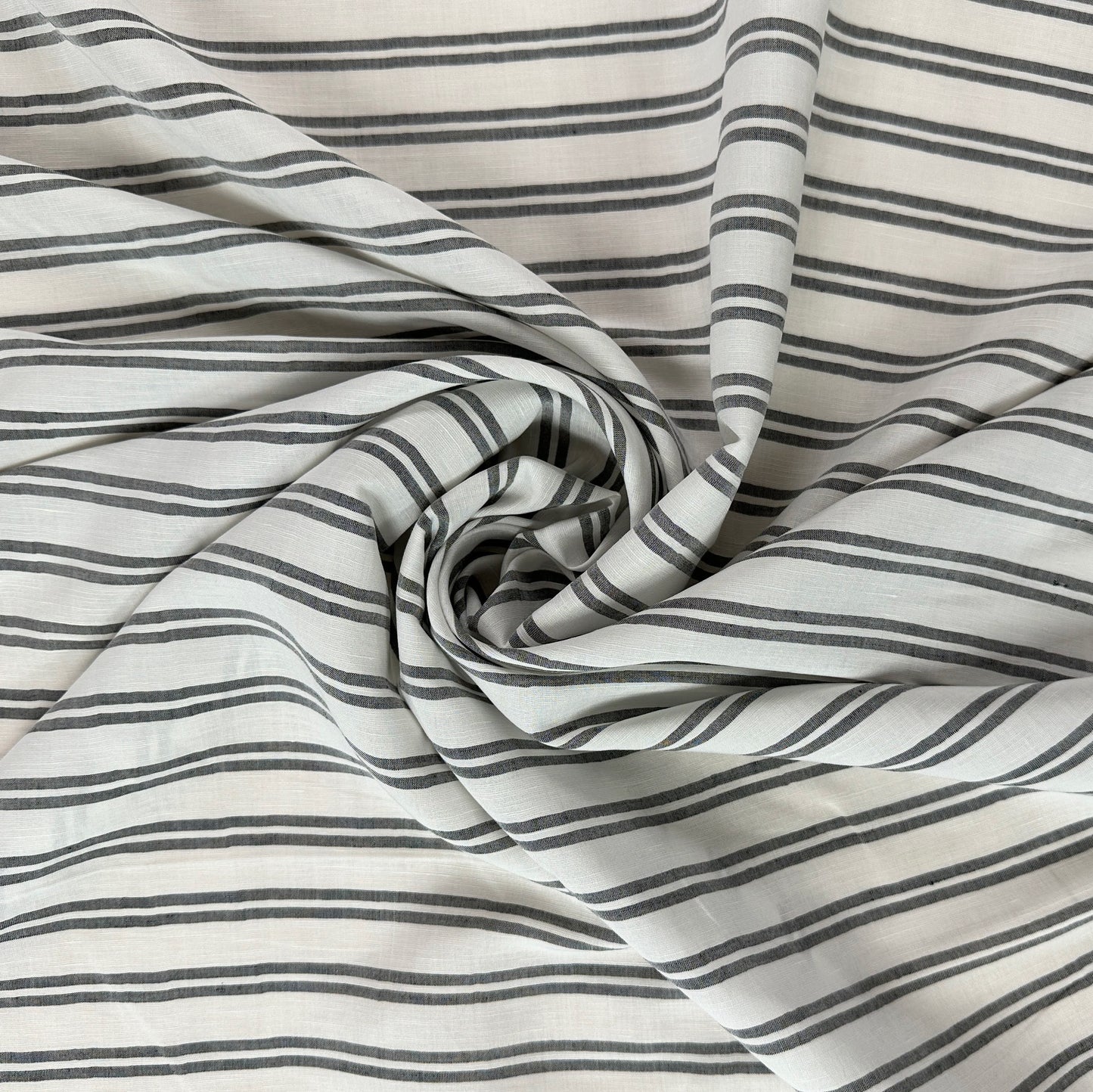 Stripes - White & Black - Yarn Dyed Linen Blend