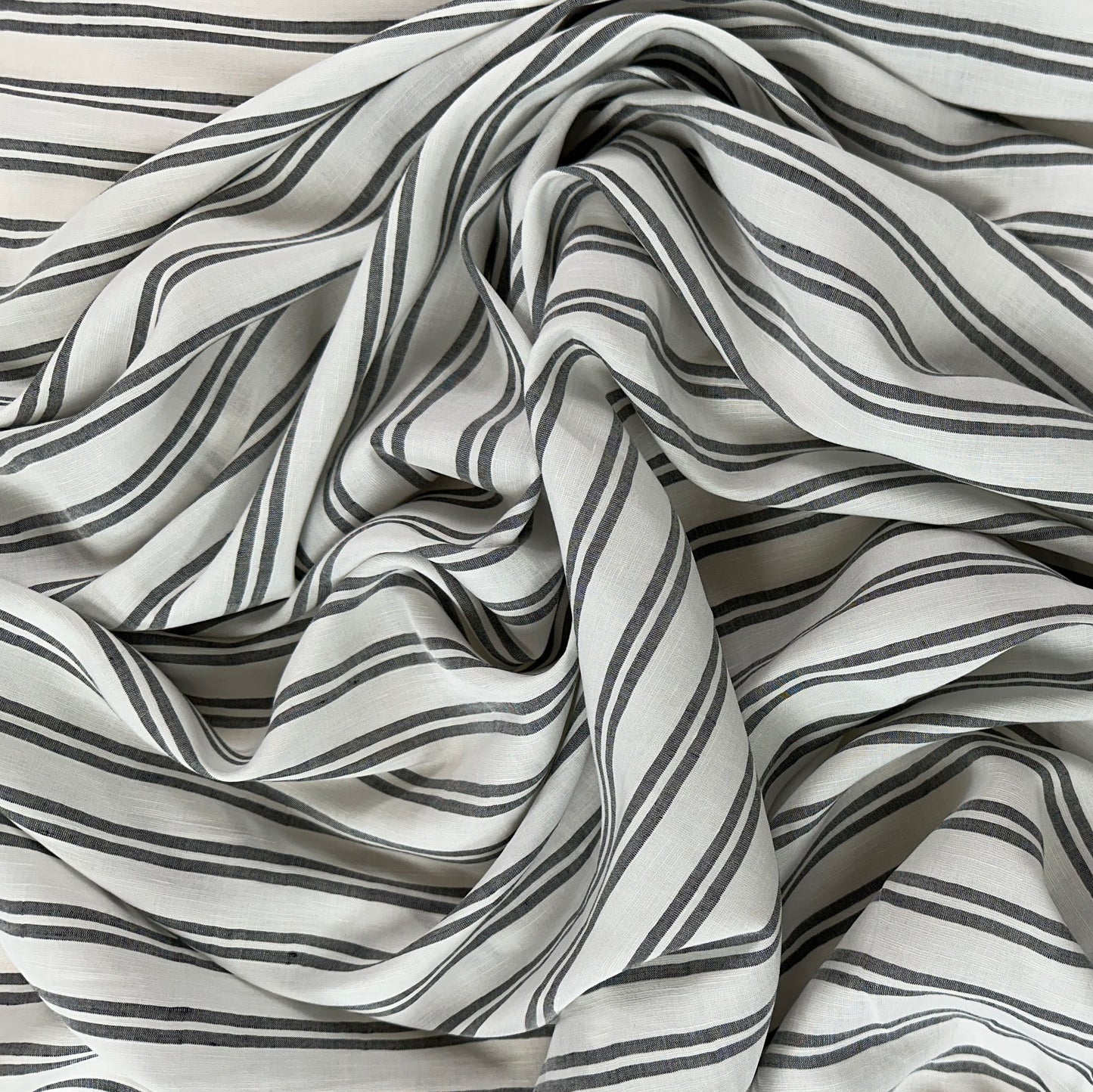 Stripes - White & Black - Yarn Dyed Linen Blend