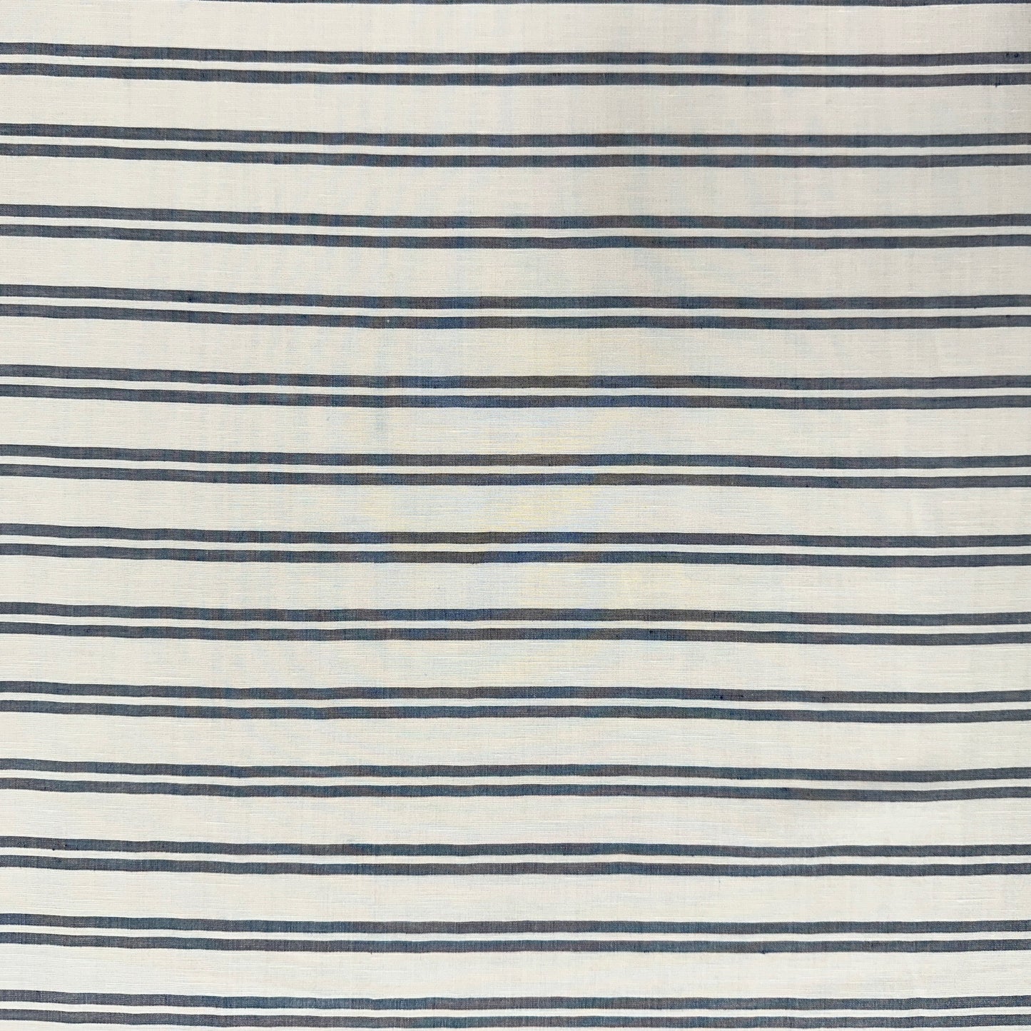 Stripes - White & Navy - Yarn Dyed Linen Blend