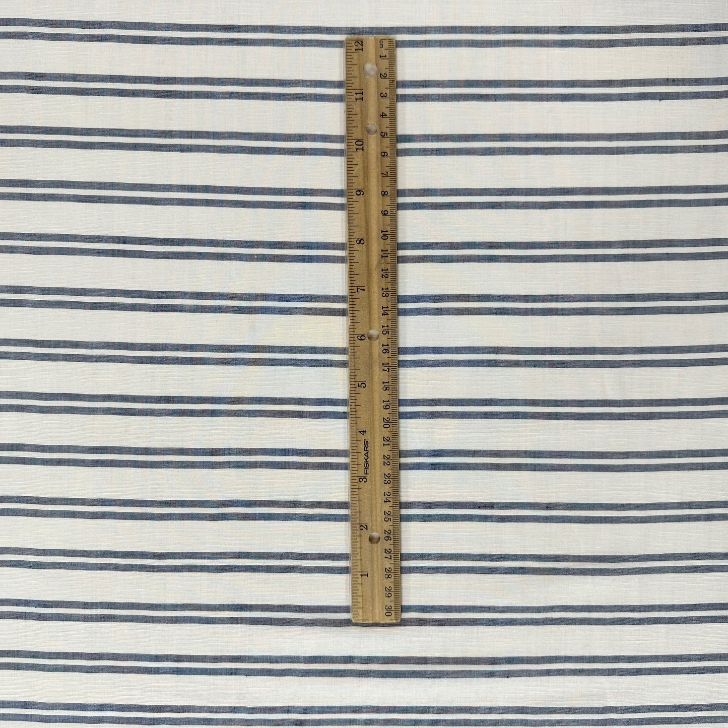 Stripes - White & Navy - Yarn Dyed Linen Blend