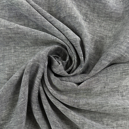 Yarn Dyed 100% European Linen Plaid - Heathered Black & White - 60"