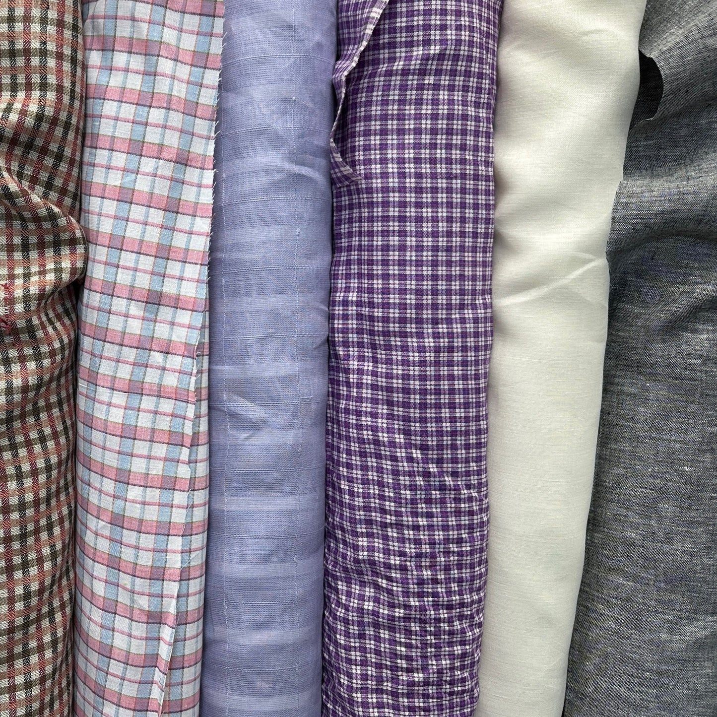 Yarn Dyed European Linen - Check - Purple & White Check - 59"