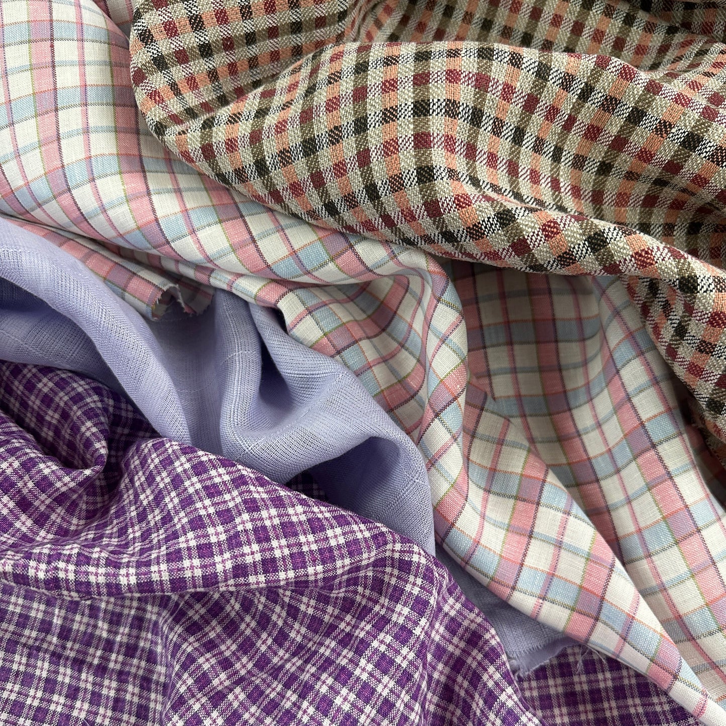 Yarn Dyed European Linen - Check - Purple & White Check - 59"