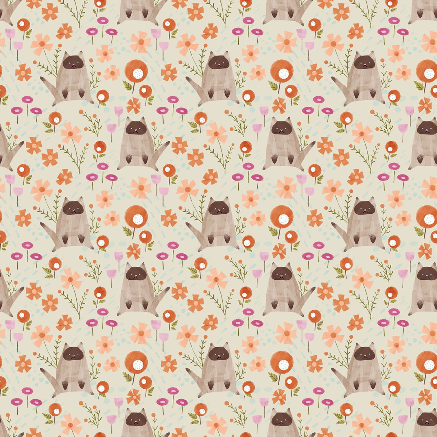 Lazy Kittens - Cotton Fabric
