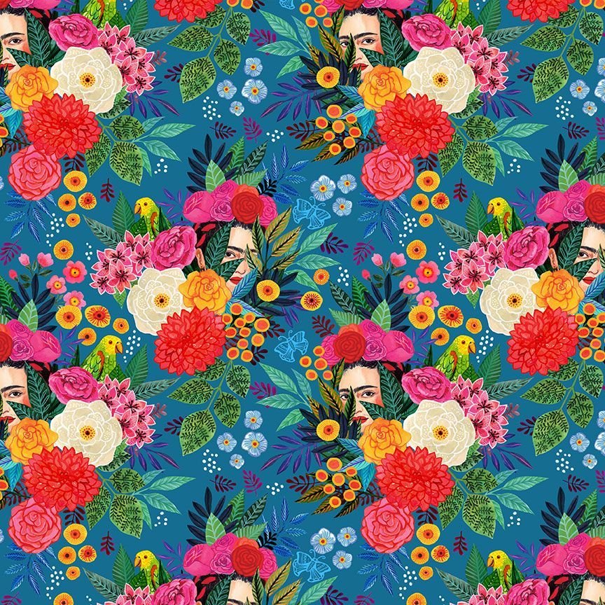 Hola Frida - Cobalt - Cotton Fabric