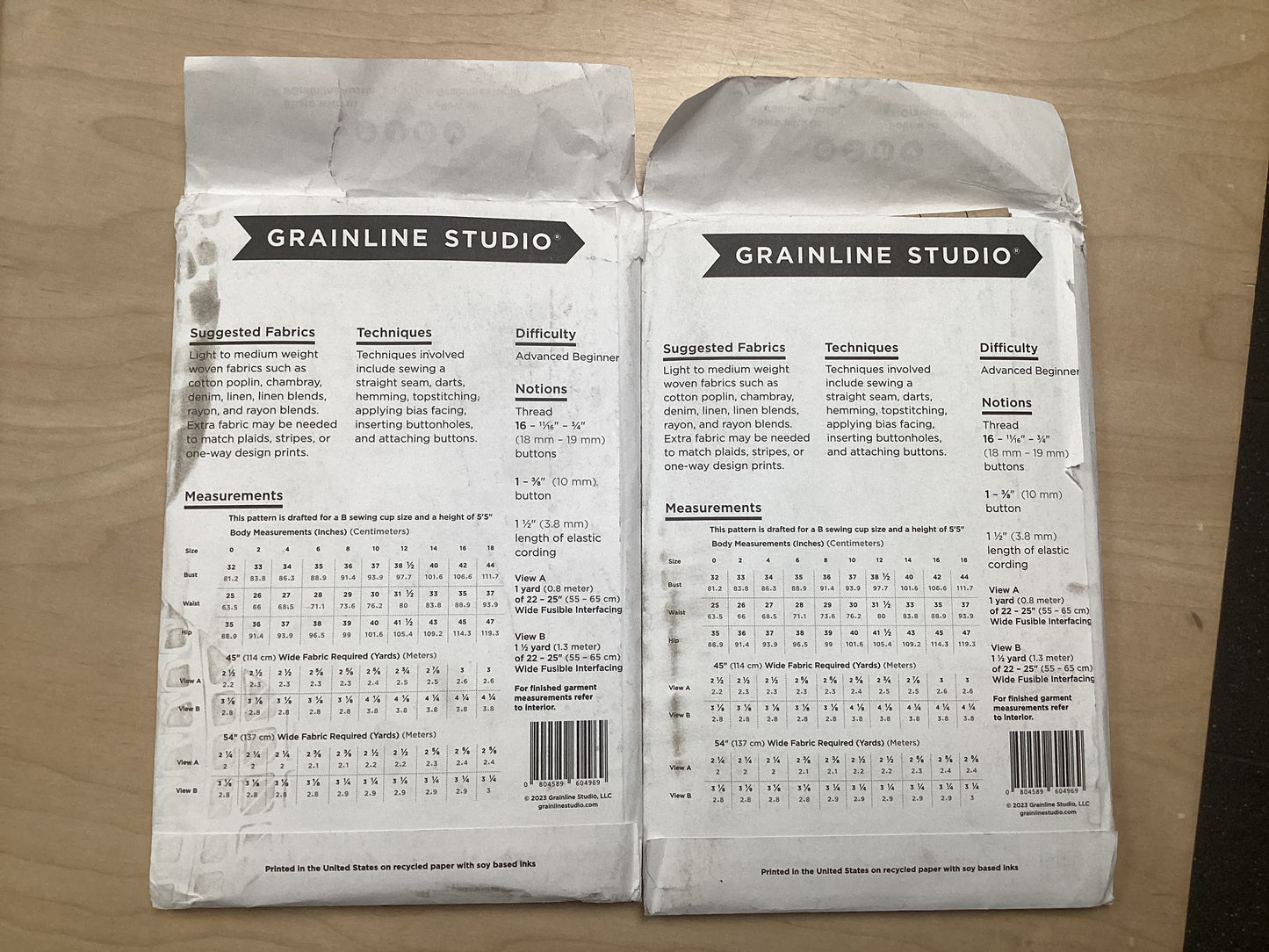 Austin Dress Pattern - 0 - 18 - Grainline Studio - *Cosmetic Damage to Outer Sleeve