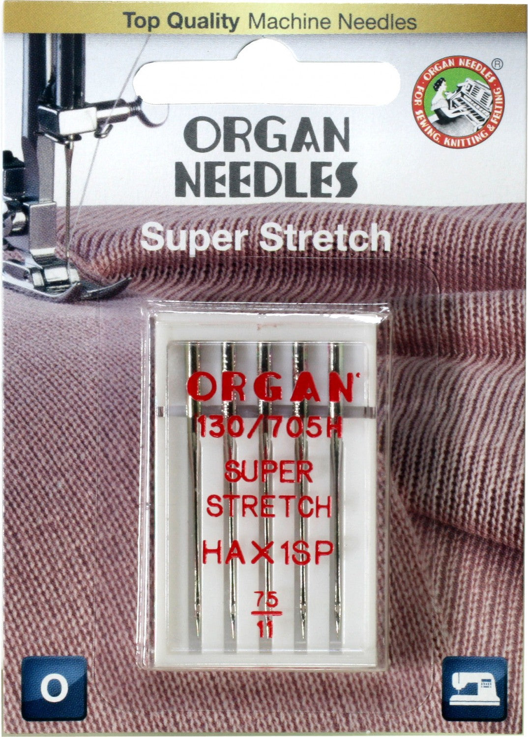 ORGAN Brand Super Stretch #75/11 Needles HA/1SP - 5 Count