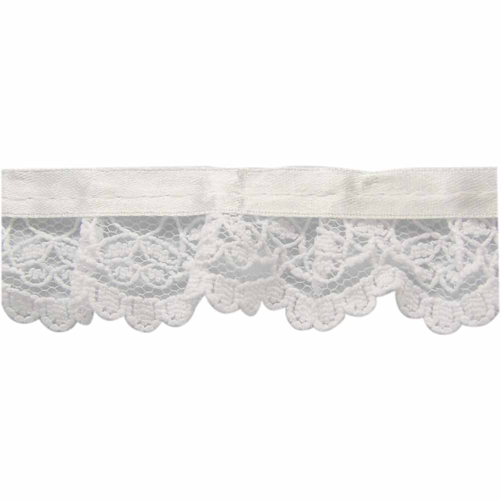 Ruffled Lace/Ribbon Trim - White - Nylon - 30mm x 2m bobbin