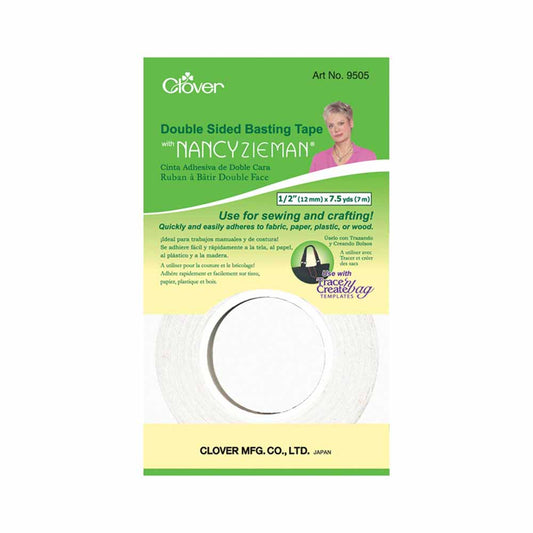 CLOVER 9505 - Dbl Sided Basting Tape - 12mm x 7m (1⁄2″ x 71⁄2yd) - Riverside Fabrics