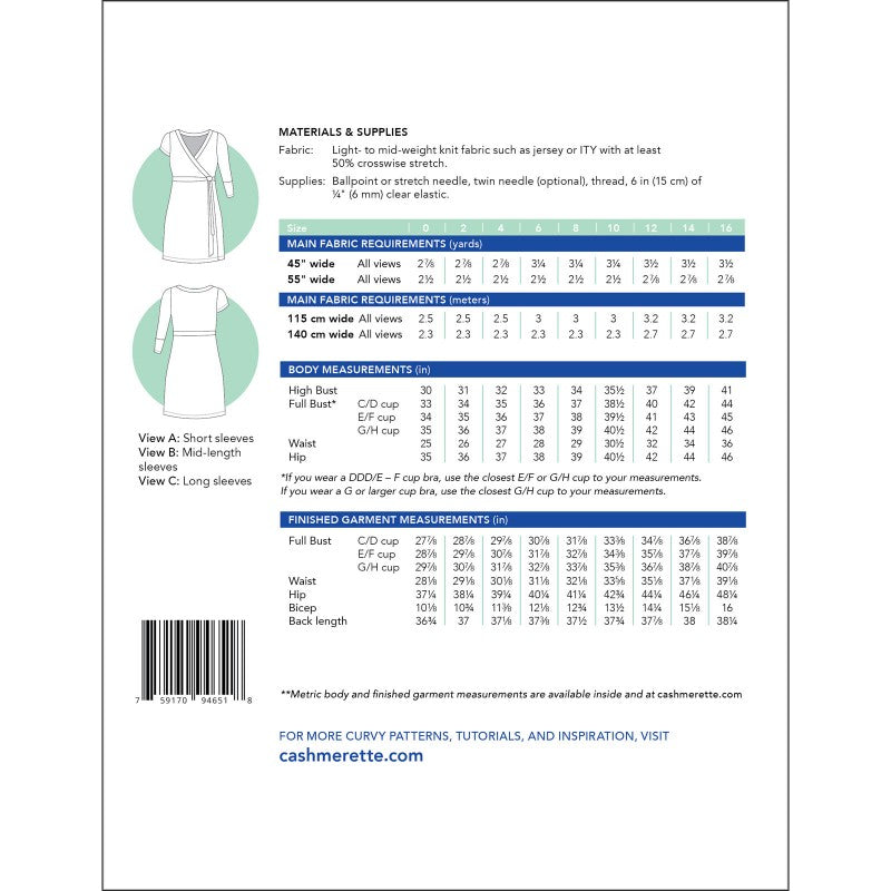 Appleton Wrap Dress - By Cashmerette - 0-16