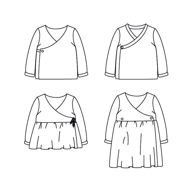 Ikatee - DUBLIN Cardigan or dress - Baby 1M-4Y - Paper Sewing Pattern