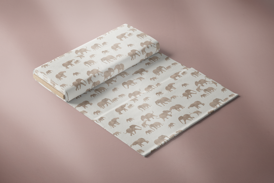 33" Remnant - Elephants Cotton Jersey Knit