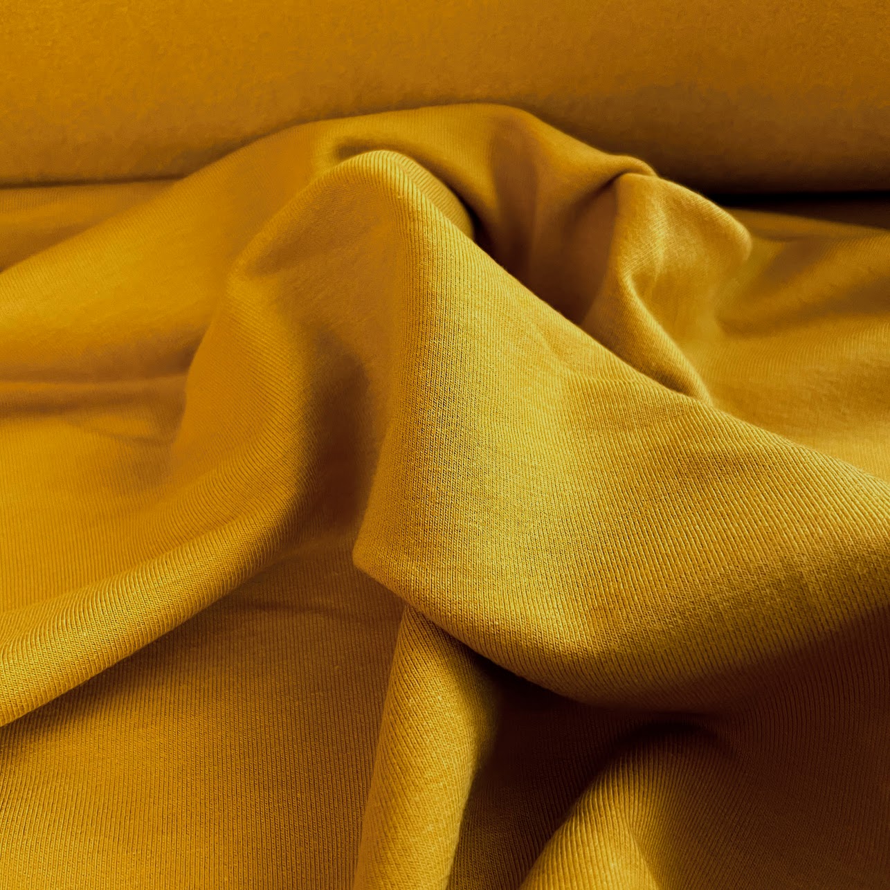 Bamboo Cotton Stretch Brushed Sweatshirt Fleece - Mustard