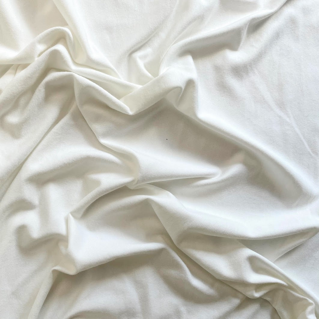 30" Remnant - Bamboo/Cotton Stretch Jersey - Ivory / Off-white