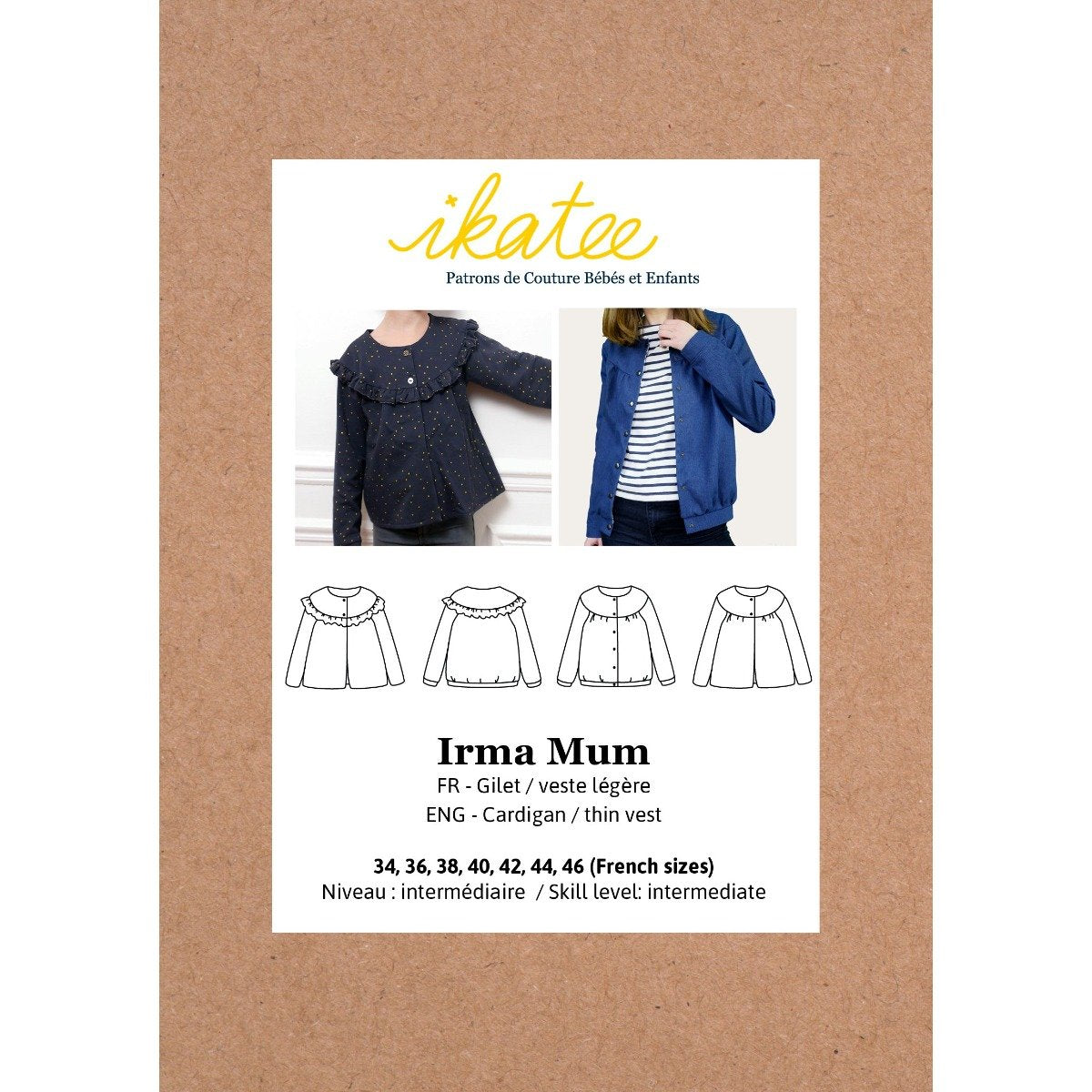 Ikatee - IRMA Adult Cardigan & light vest - Woman 34/46 - Paper Sewing Pattern
