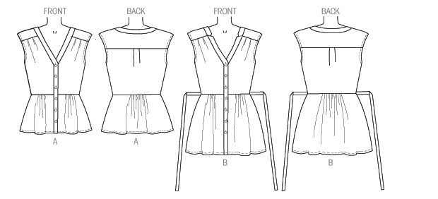 Kwik Sew - K4102 Misses' V-Neck Top and Tunic (XS-S-M-L-XL)