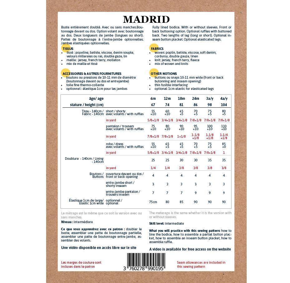 Ikatee - MADRID Jumpsuit/Playsuit - Babies 6m-4Y - Paper Sewing Pattern