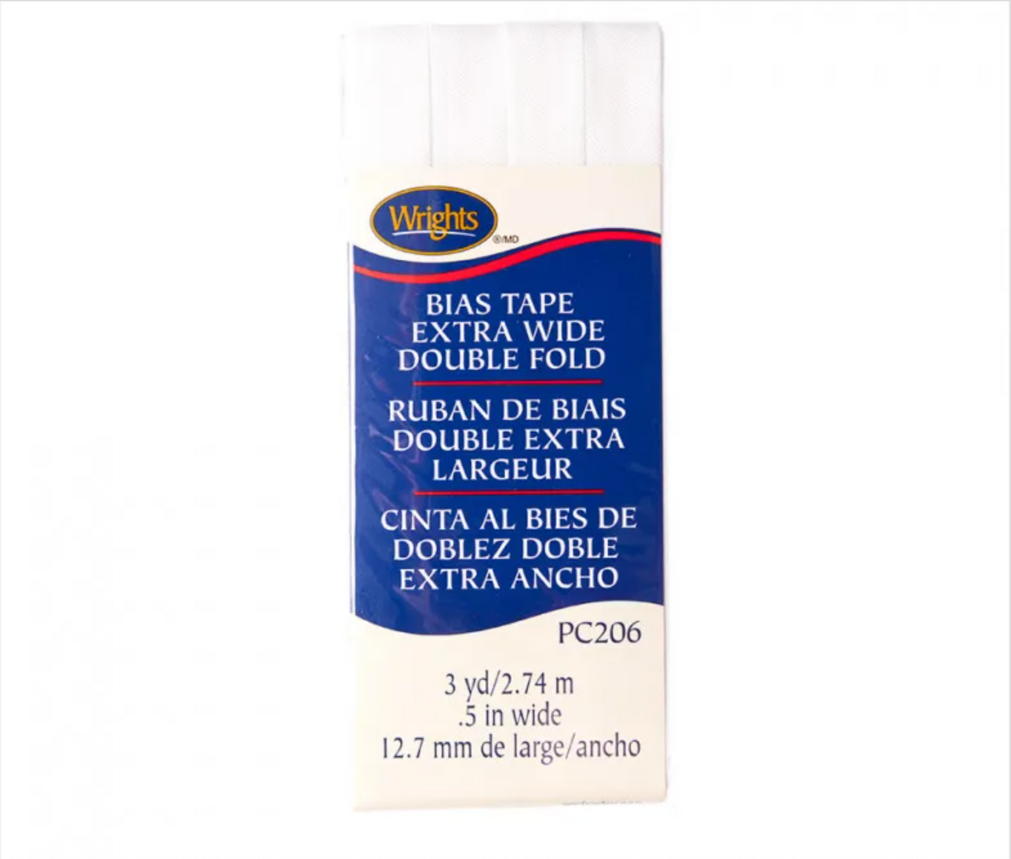 Wrights Bias Tape Extra Wide Double Fold 13mm x 2.75M White