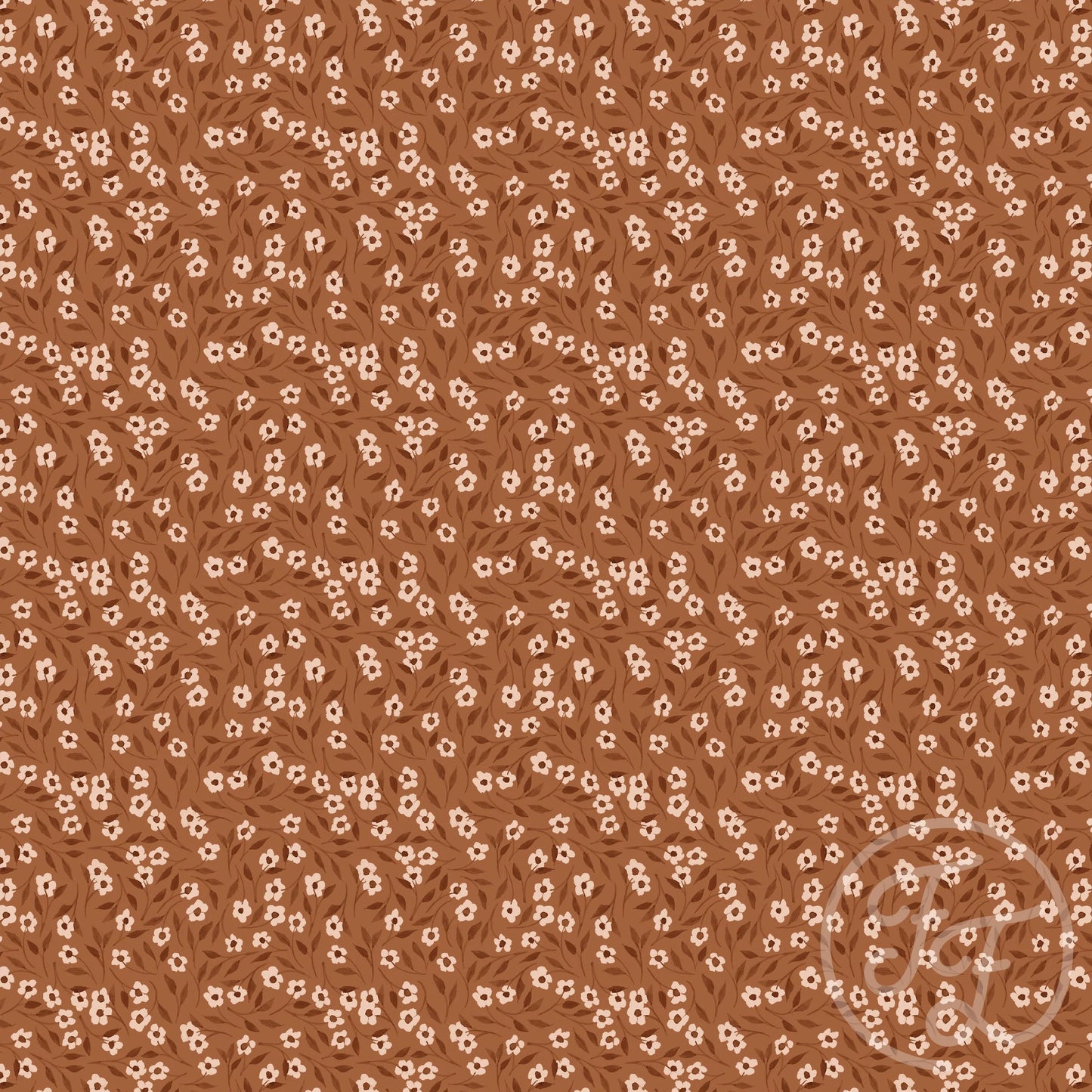 Petit Fleur Pecan - Cotton Jersey Knit