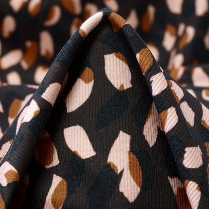 Cotton Sweater Rib Knit - Leopard Print - Designer Deadstock