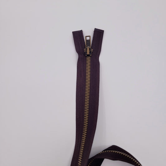 Brass - #5 Open Ended Separating Jacket Zipper - 50cm (20″) No. 5 - Brown