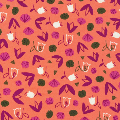 Peach Pops -  Spring Riviére - Organic Quilting Cotton Fabric - GOTS