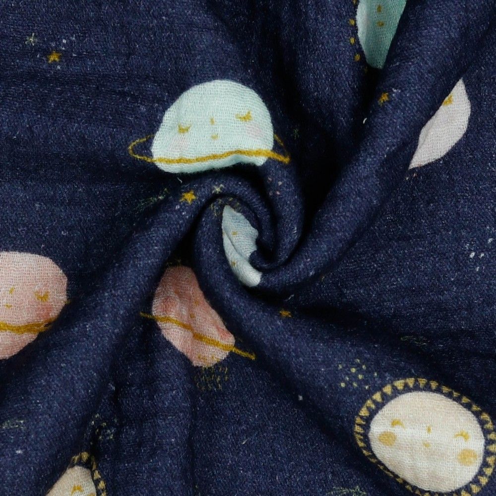 Milkyway - Space - Navy - Organic Digitally Printed Double Gauze