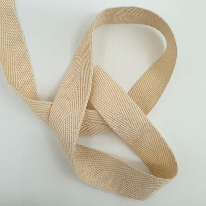 19mm (3/4 inch) Herringbone Twill Tape 100% Cotton - Natural - By the Meter