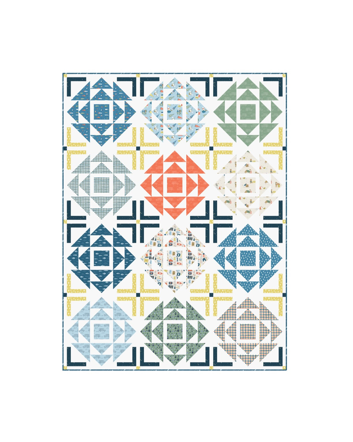 Retro Plaid - Blue & Green - Camp Canine - GOTS Organic Cotton