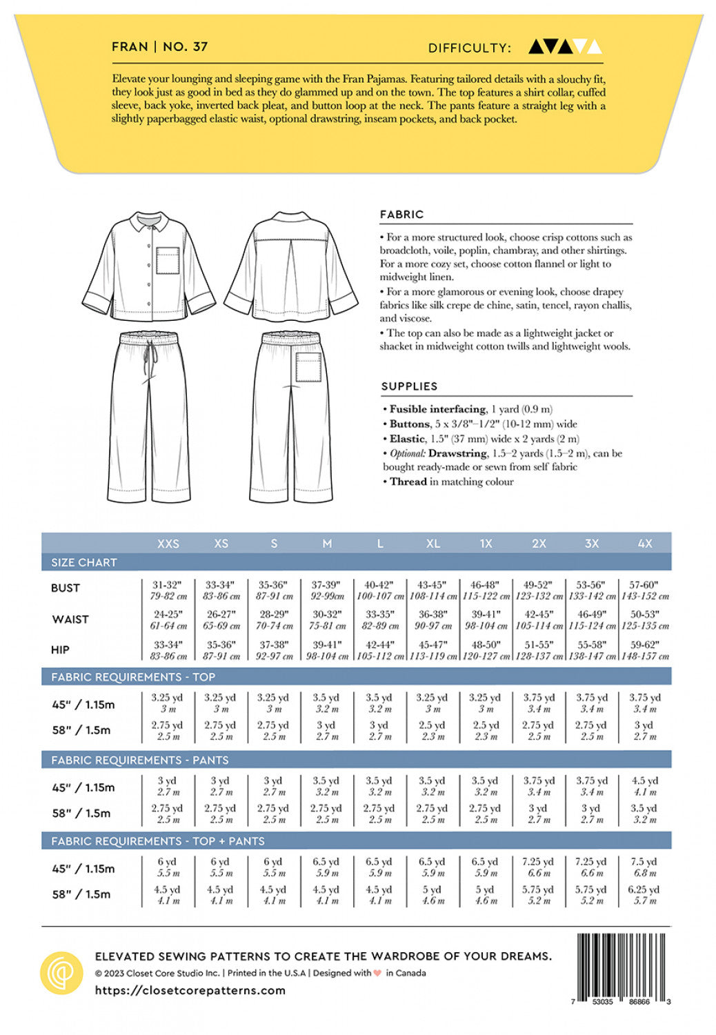 Fran Pajamas - By Closet Core Patterns