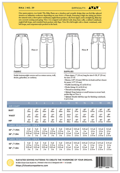 Rika Pants - By Closet Core Patterns