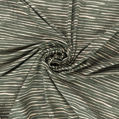 Cotton Jersey Knit - Army Green Stripe