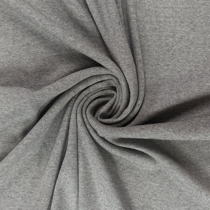 Yarn Dyed Organic Cotton 1x1 Rib Knit - Black & White Stripe - Made in Canada