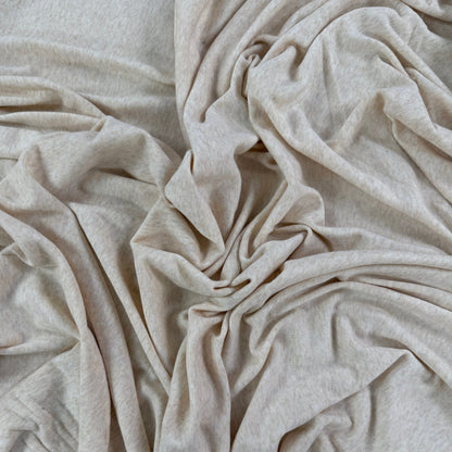 Bamboo Cotton 1x1 Rib Knit - Heathered Almond