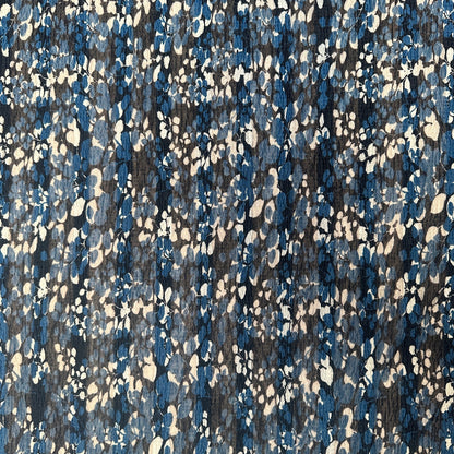 Abstract Crinkle Mesh Knit - Abstract Blue and Black - Poly