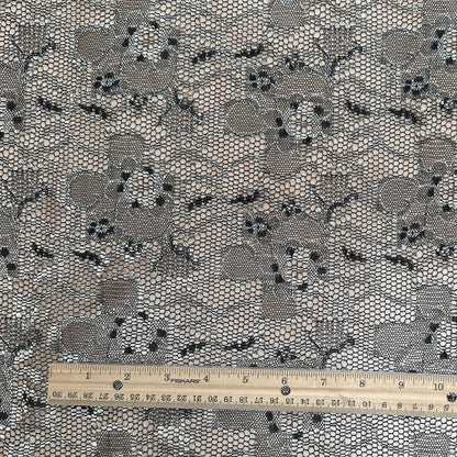 Gold and Black Nylon Lace - Metallic Foil - Deadstock