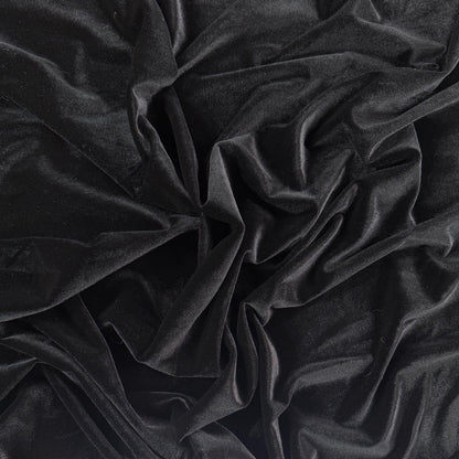 Soft Plush Stretch Velvet Knit - Polyester - Black - Film Studio Deadstock