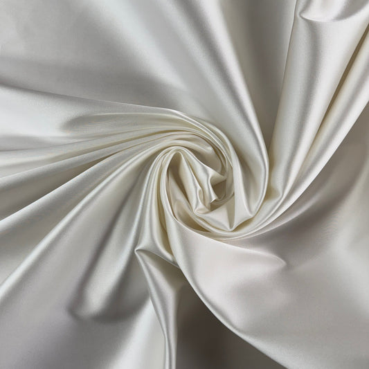 Heavy Acetate Stretch Satin - Ivory - Designer Deadstock