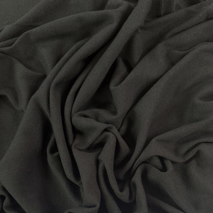 Cotton Tencel 2x2 Rib Knit - Black - Designer Deadstock