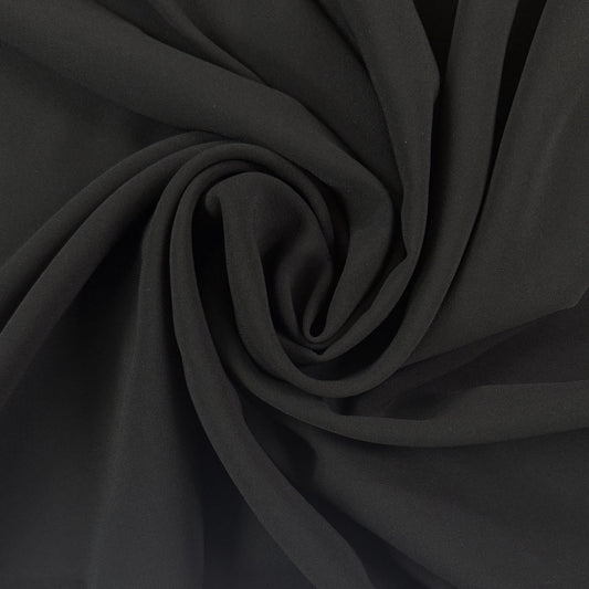 Heavier Acetate Viscose Stretch Crepe - Black - Designer Deadstock
