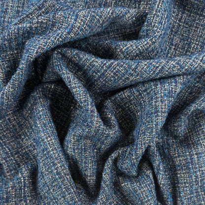 Textured Cotton Tweed Coating - Blue - Designer Deadstock